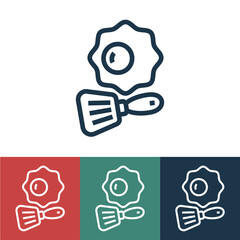 Linear vector icon with fried egg