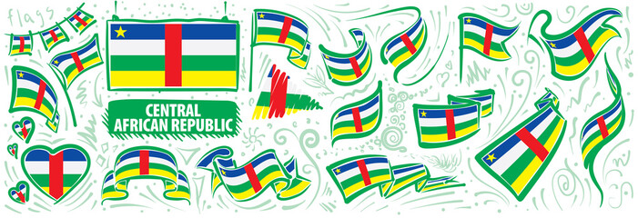 Vector set of the national flag of Central African Republic