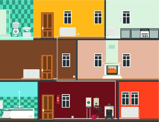 House with Kitchen, bathroom, bedroom and living room