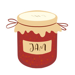 Cartoon jar of jam, Vector Isolated on white