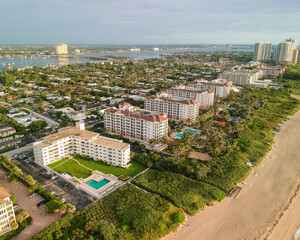 Obraz premium Singer Island, West Palm Beach, Palm Beach County, Florida drone photography of beach condos