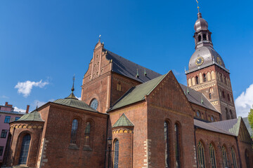 Fototapeta premium Riga Cathedral (Cathedral Church of Saint Mary), is the Evangelical Lutheran church of Riga, Latvia and of its most recognizable landmarks.