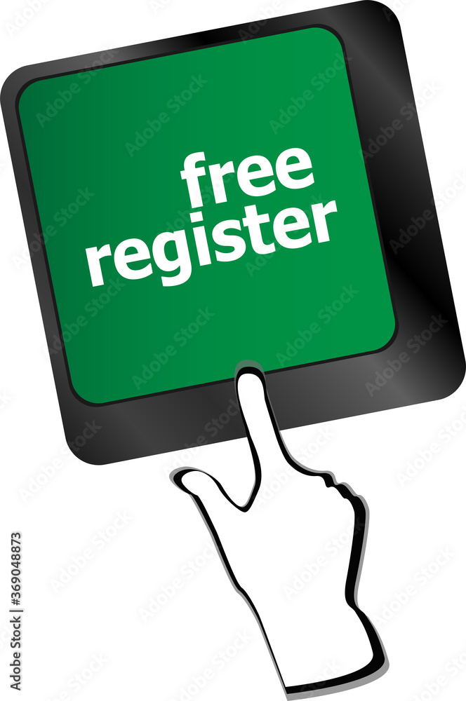 Poster free register computer key showing internet login