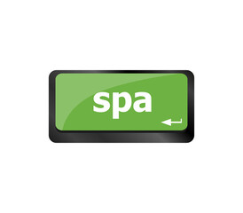 healthy lifestyle shown by spa computer button, keyboard keys