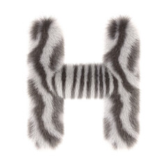 3d Zebra creative cute cartoon fur letter H