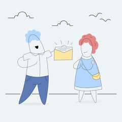 Mail service and correspondence delivery concept illustration, receiving letters.