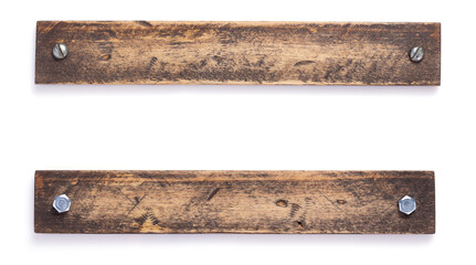 wooden board, beam or bars on white background