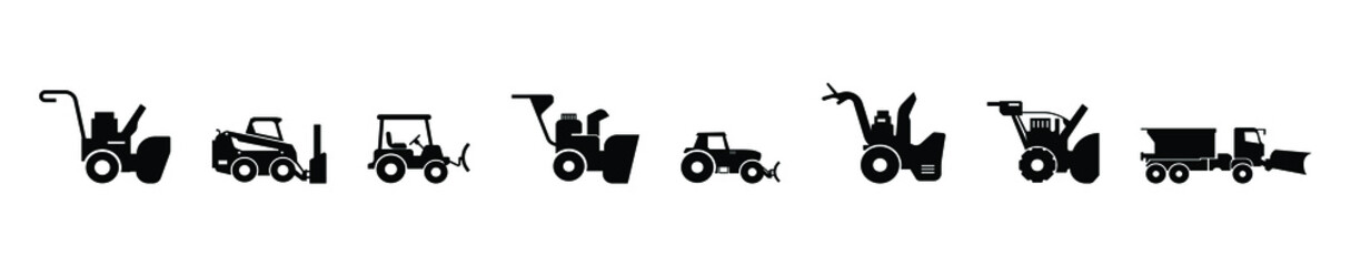 Snow blowing machine and snow cannon. vector illustration