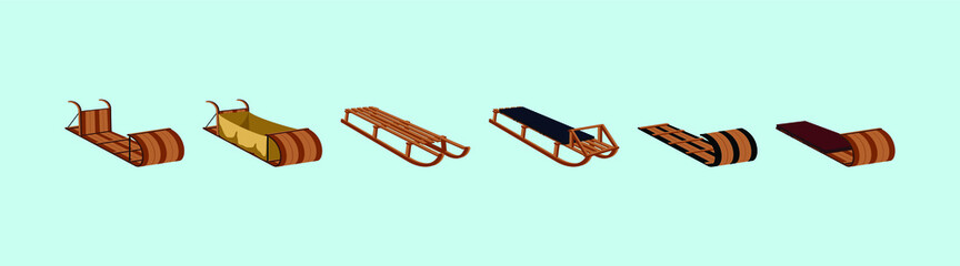 Vector illustration of classic wooden sleds with various models. vector illustration on blue background