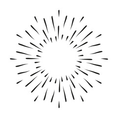 Obraz premium Hand drawn vector fireworks. Vintage hipster banners, insignias, radial sunbusrt.