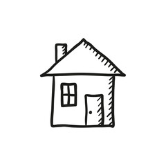 Hand drawn house. Vector icon in a sketch style. Isolated on white background.