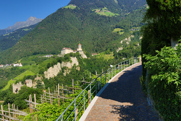 Dorf Tirol, Schloss Tirol, Falkner Weg, Südtirol, Meraner Land, Burggrafenamt, Mutspitze