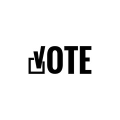 Vote vector icon. Election template with check mark symbol on white background.