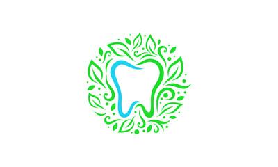 Herbal Dentist Logo - Nature Green Dental Vector Design