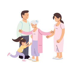 Grandmother parents and granddaughter vector design
