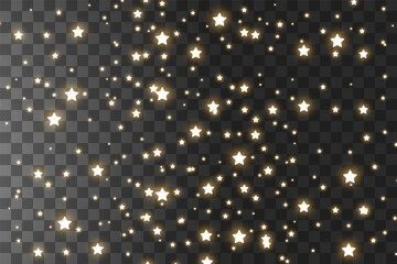 Obraz na płótnie Canvas The dust sparks and golden stars shine with special light. Vector sparkles on a transparent background. Christmas light effect. Sparkling magical dust particles.