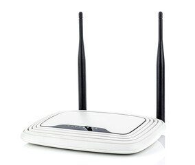 Wireless wi-fi router isolated on a white background