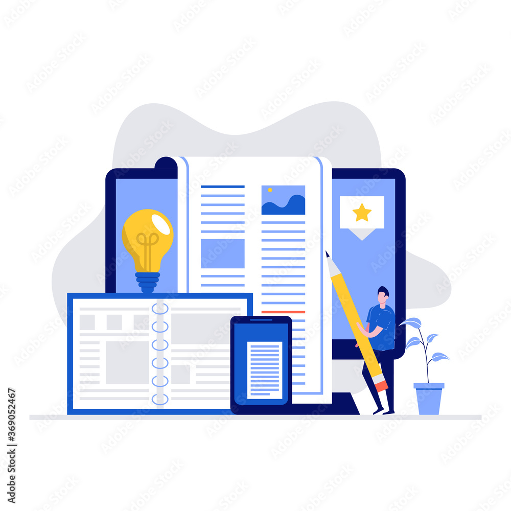Poster web content vector illustration concept with characters. modern flat style for landing page, mobile 