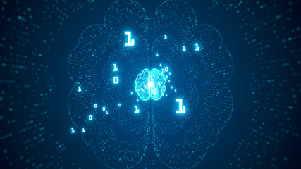 Technology Artificial intelligence (AI) brain digital data concept.