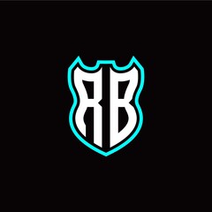 R B initial logo design with shield shape