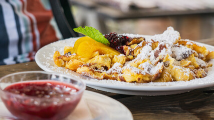 home made Kaiserschmarren in Austria after hiking