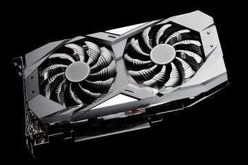 Modern computer graphic card isolated on the black background
