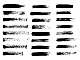 Painted grunge stripes. Black labels, background, paint texture. Brush strokes vector. Handmade design elements.