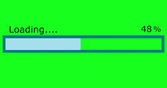Video of loading with download bar.Transfer Download 0-100% in Green background,Digital data,circuit board, Scientific,Video digital art and technology concept.  