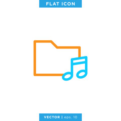 Music Folder Icon Vector Design Template.
