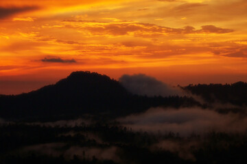 Sunset over mountain at Khao Takhian Ngo mountain view point