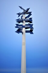 Travel distance sign posts international cities paris dublin london