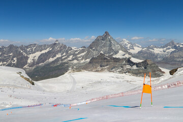 cervinia valle aosta italy zermatt switzerland matterhorn glacier snow report ski conditions august...