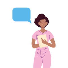 Isolated woman doctor with bubble vector design