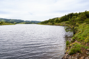 Panoramic photo of the river in the nature