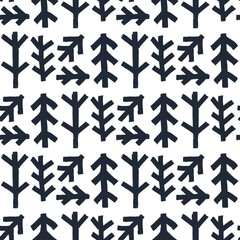 Abstract seamless pattern of lines with branches. Figure for textiles. Grunge texture.