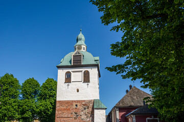 Fototapeta na wymiar The Bell tower of Porvoo Cathedral, Porvoo, Finland