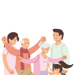Grandmother grandfather parents and granddaughter vector design