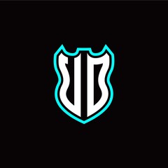 U O initial logo design with shield shape