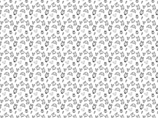 Seamless Pattern with Cute White Bunny Rabbit