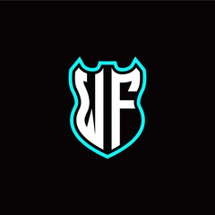 W F initial logo design with shield shape