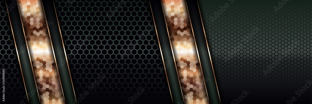 Aufkleber modern luxury background vector overlap layer on dark green and shadow black space with abstract sty
