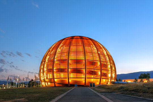 The Globe of Science and Innovation as the visitor center of CERN in Meyrin, near Geneva, Switzerland