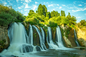 Muradiye waterfall, which is located on the Van - Dogubeyazit highway, a natural wonder often visited by tourists in Van, Turkey