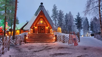 Gordijnen Santa Claus Village, Rovaniemi, Finland, Lapland, Lapponia, Finlandia, Arctic Circle, Polar, Santa Claus  © Luiz
