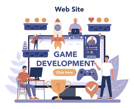 Game development online service or platform set. Creative process