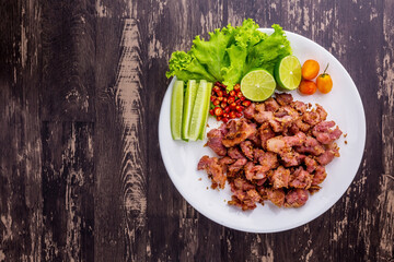 Fried fermented pork ribs tasty street food