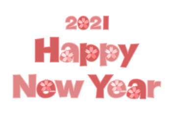 2021年の年賀状イラスト: 桜の花模様のロゴ