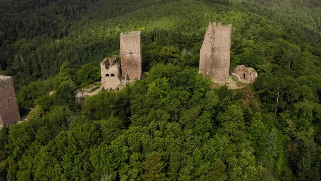Abandoned ruins of The Three Castles of Eguisheim Alsace France