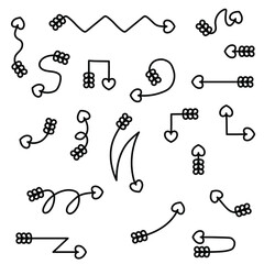 Abstract Set Black Collection Hand Drawn Different Arrows Elements Vector Design Sketch Style Doodle Line Brush Icons