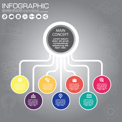 Infographic template and options with flat icons for presentation.